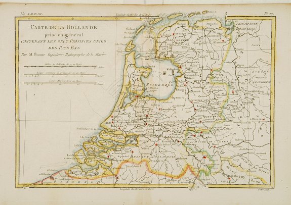BONNE,R., Carte de la Hollande prise en général.., antique map, old maps