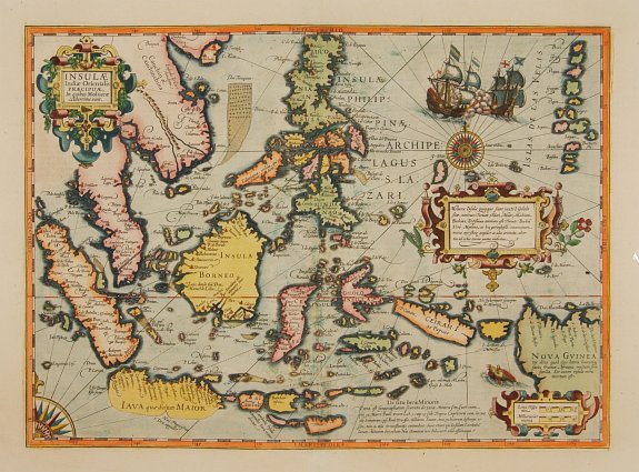 HONDIUS, H., Insulae Indiae Orientalis Praecipuae, In quibus Moluccae celeberrimae sunt., antique map, old maps