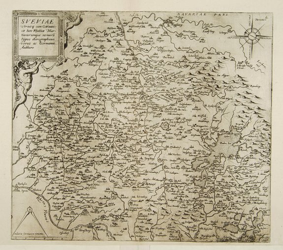 DE JODE,C., Sueviae., antique map, old maps