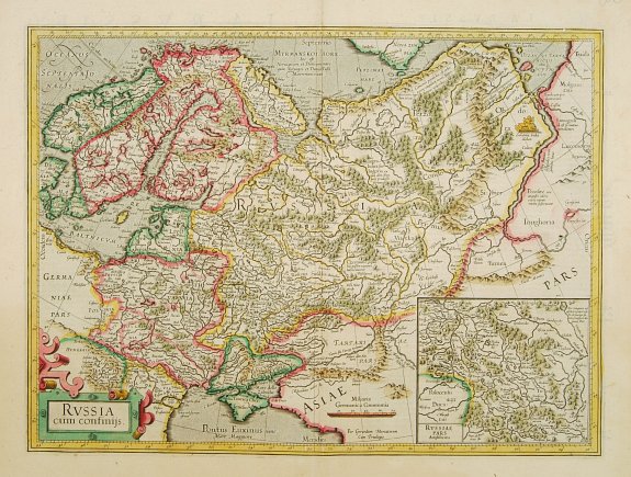 MERCATOR,G./ HONDIUS,J., Russia cum consinijs., antique map, old maps