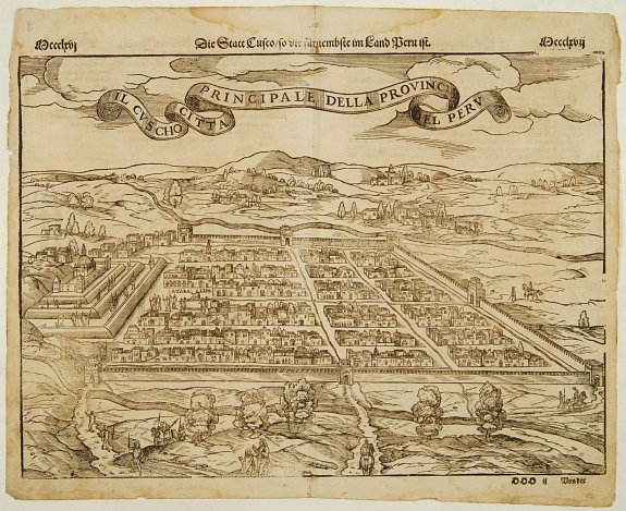 MÜNSTER,S., Il Cuscho citta principale della provincia del Peru., antique map, old maps