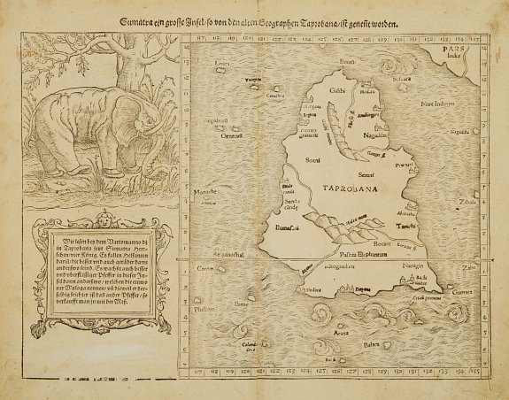 MÜNSTER,S., Sumatra ein grosse Insel.., antique map, old maps