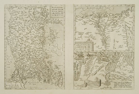 ORTELIUS,A., Natoliae..Aegypti recentior..Carthaginis (3 maps on 1 sheet), antique map, old maps