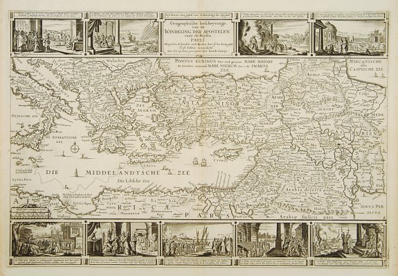 SAVRY,J., Geographische beschryvinge van de Wandeling der apostelen ende reysen van Pauli., antique map, old maps