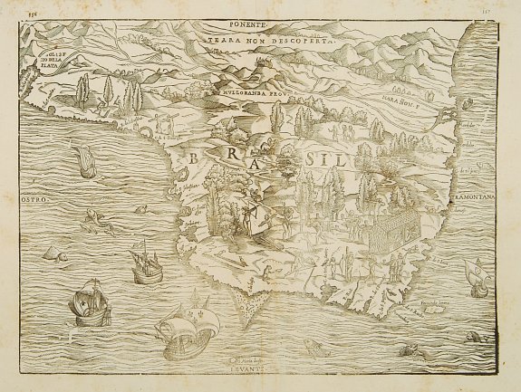 RAMUSIO,G.B., Brasil., antique map, old maps