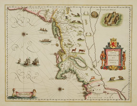 BLAEU, J., Nova Belgica et Anglia Nova., antique map, old maps