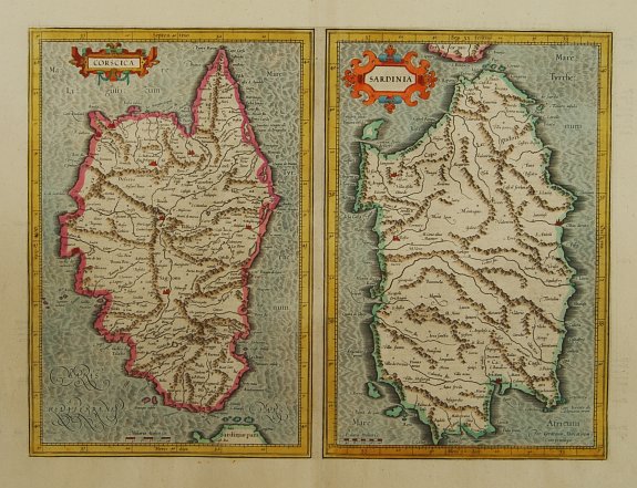 MERCATOR,G./ HONDIUS,J., Corsica et Sardinia., antique map, old maps