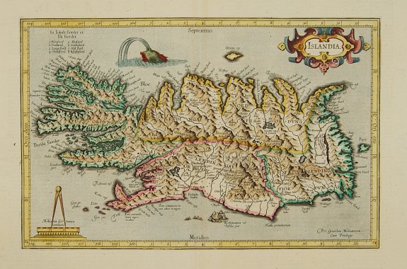 MERCATOR,G./ HONDIUS,J., Islandia., antique map, old maps