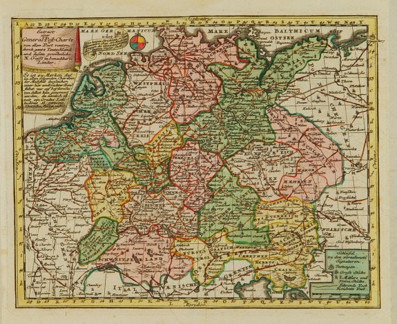 WEIGEL,Chr., Extract einer General Post-Charte.., antique map, old maps
