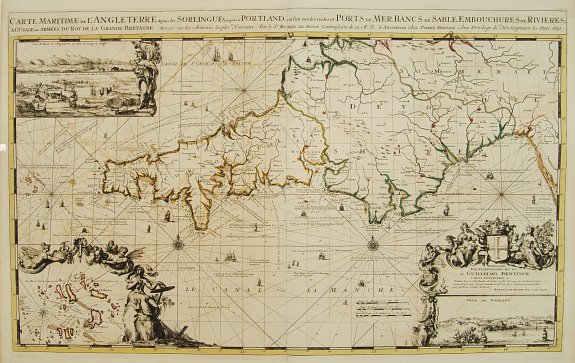 DE HOOGHE,R., Carte Maritime de L'Angleterre depuis les Sorlingue jusques à Portland.., antique map, old maps