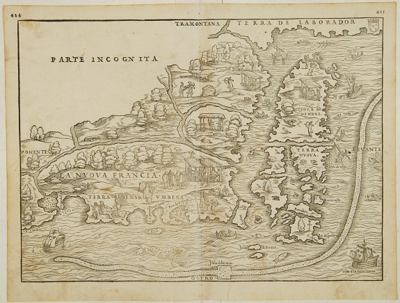 RAMUSIO,G.B., Nova Francia., antique map, old maps
