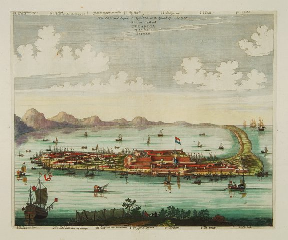 MONTANUS,A., The citie and Castle Zelandia in the Island of Taywan. / Stadt en casteel Zelandia op 't Eilant Taywan., antique map, old maps