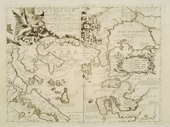 CORONELLI, V.M., Paralello geografico dell'antico col moderno Arcipelago .., antique map, old maps