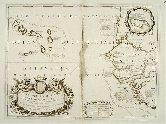 CORONELLI, V.M., Bocche del Fiume Negro et Isole di Capo Verde., antique map, old maps