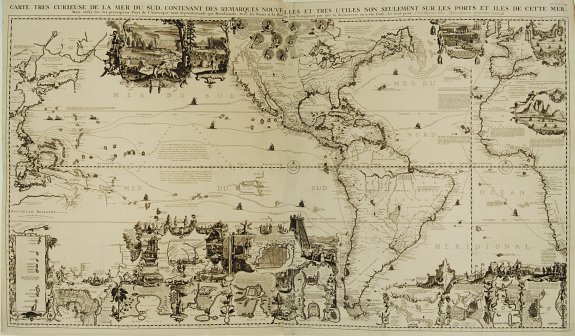 CHATELAIN, H., Carte très curieuse de la Mer du Sud, contenant des remarque.., antique map, old maps