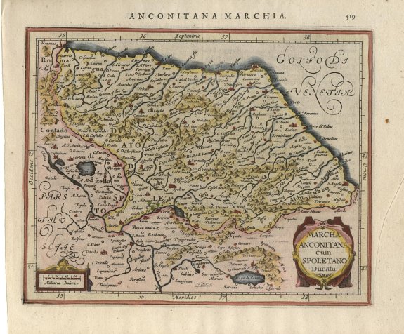 MERCATOR,G./ HONDIUS,J., Marcha anconitana.., antique map, old maps