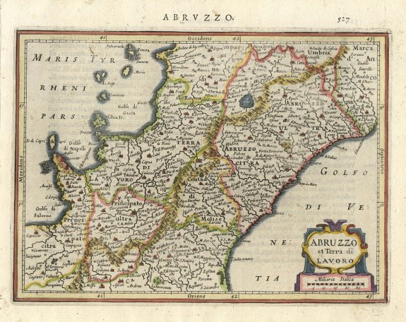 MERCATOR,G./ HONDIUS,J., Abruzzo et Terra di Lavoro., antique map, old maps