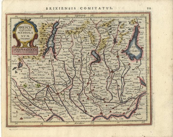 MERCATOR,G./ HONDIUS,J., Brescia episcopatus Mediolanum Ducatus, antique map, old maps