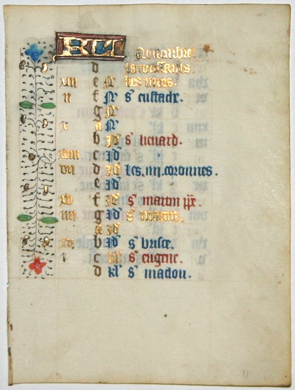 BOOK OF HOURS, Leaf on vellum from a manuscript Book of Hours., antique map, old maps