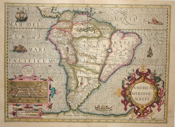 HONDIUS,H., America Meridionalis., antique map, old maps