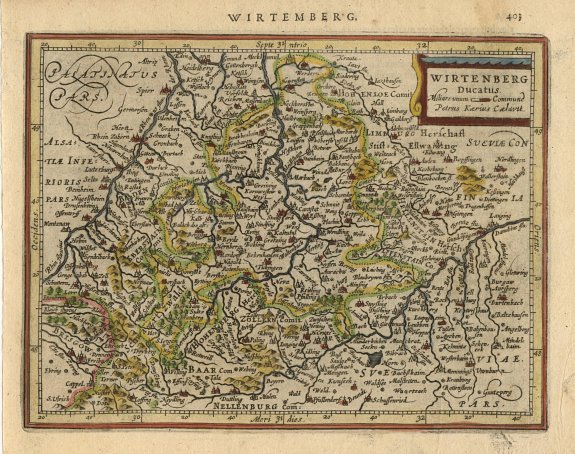 MERCATOR,G./ HONDIUS,J., Wirtenberg ducatus., antique map, old maps