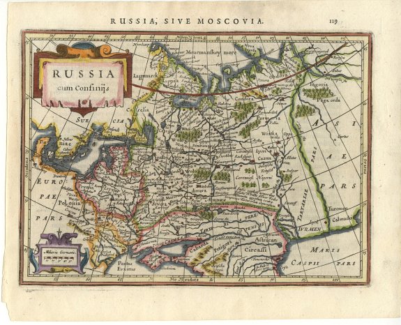 MERCATOR,G./ HONDIUS,J., Russia cum Confinijs., antique map, old maps