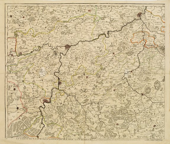 JAILLOT, A.H., Le comte de Namur, partie de L'Evesche de Liege, du Luxembourg .., antique map, old maps