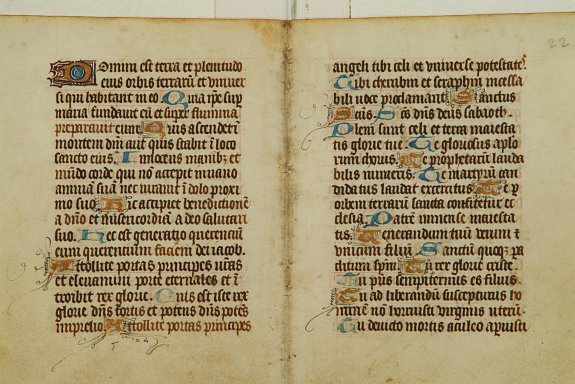 BOOK OF HOURS, Leaf on vellum from a manuscript Book of Hours., antique map, old maps