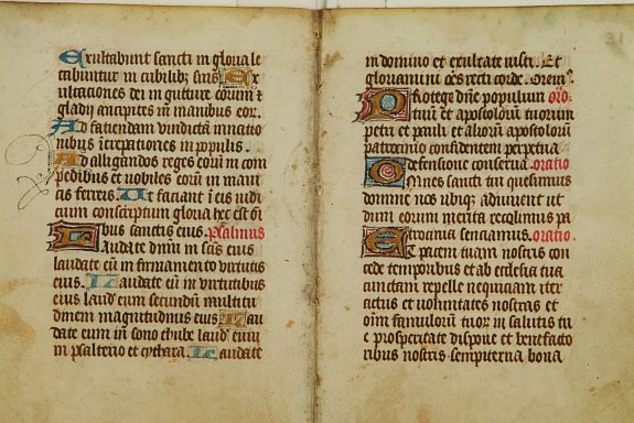 BOOK OF HOURS, Leaf on vellum from a manuscript Book of Hours., antique map, old maps