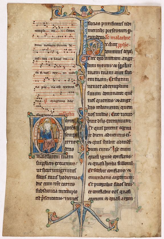 MISSAL, Leaf on vellum from a manuscript Missal., antique map, old maps