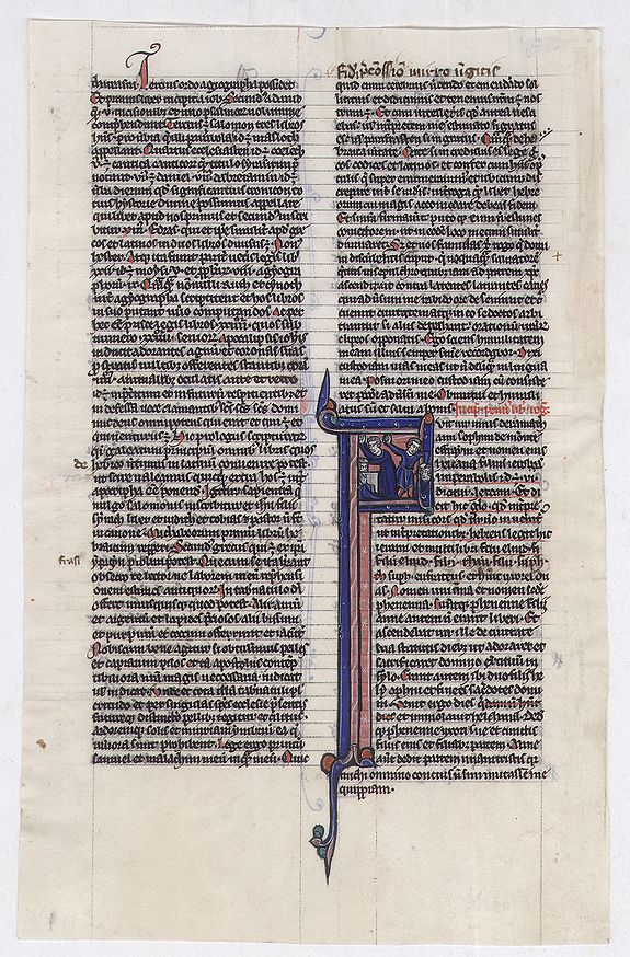 The Master artist of the life of Saint Denis., Decorated initial at the First Book of Kings, from a manuscript Bible., antique map, old maps