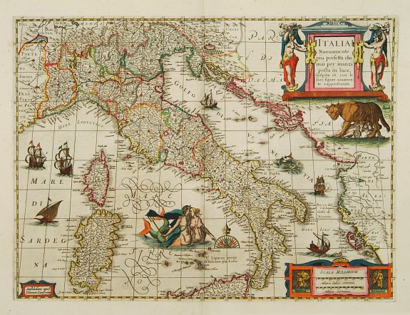 HONDIUS,J., Italia Nuovamente piu perfetta che mai per inanzi posta in luce.., antique map, old maps