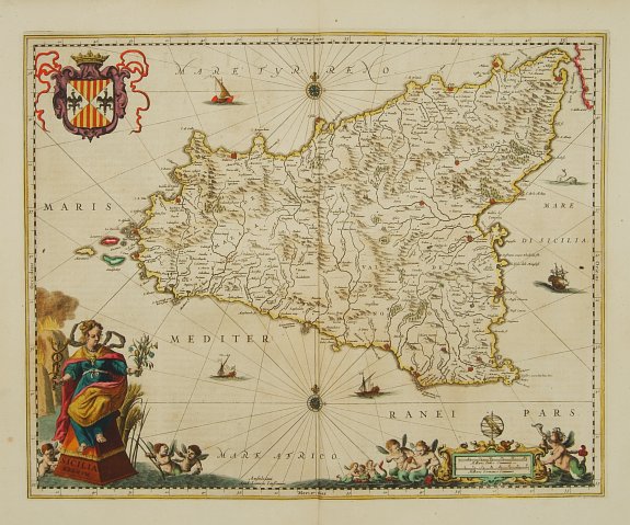 JANSSONIUS,J., Sicilia Regnum., antique map, old maps