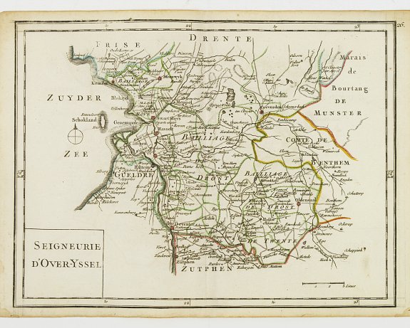 LE ROUGE,G.L., Seigneurie d'Over-Yssel., antique map, old maps