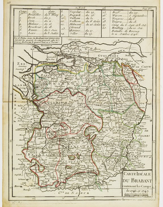 LE ROUGE,G.L., Carte Idéale du Brabant contenant les Camps de 1746 et 1747., antique map, old maps