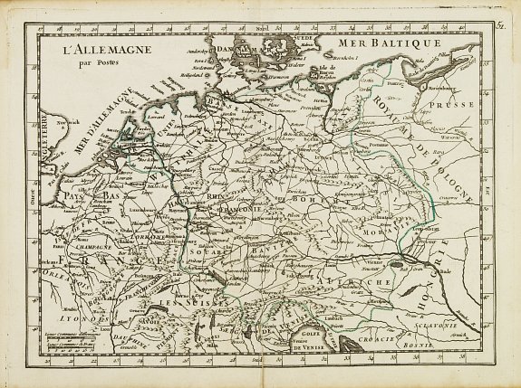 LE ROUGE,G.L., L' Allemagne par Postes., antique map, old maps
