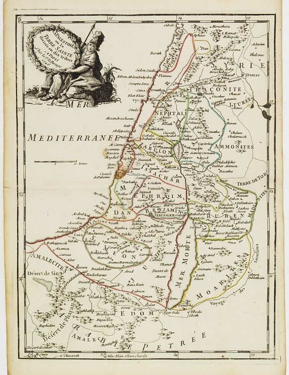 LE ROUGE,G.L., La Palestine ou la Terre Sainte divisée en dix Tribus.., antique map, old maps
