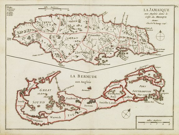 LE ROUGE,G.L., La Jamaique.. La Bermude.., antique map, old maps