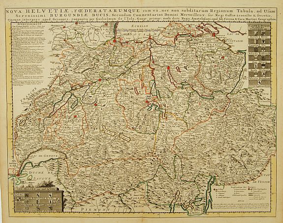 COVENS, J. / MORTIER, C., Nova Helvetiae Foederatarumque.., antique map, old maps
