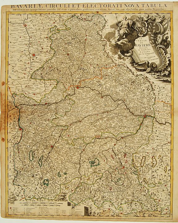 COVENS, J. / MORTIER, C., Le Cercle de Baviere Divisée en touts les Estats qui le Composent &c., antique map, old maps