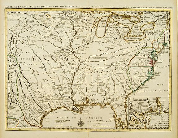 COVENS, J. / MORTIER, C., Carte de la Louisiane et du Cours du Mississipi Dressée sur un grand nombre de Memoires.., antique map, old maps