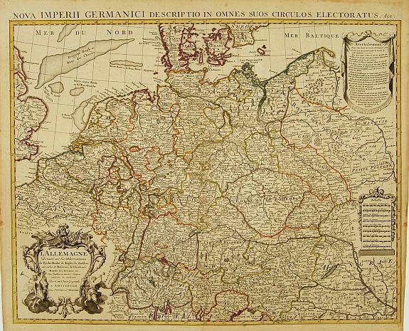 COVENS, J. / MORTIER, C., L' Allemagne, Dressee sur les Observations de Tycho-Brahe, de Kepler, de Snellius, sur celles de Messieurs de l' Academie Royale des Sciences &c.., antique map, old maps