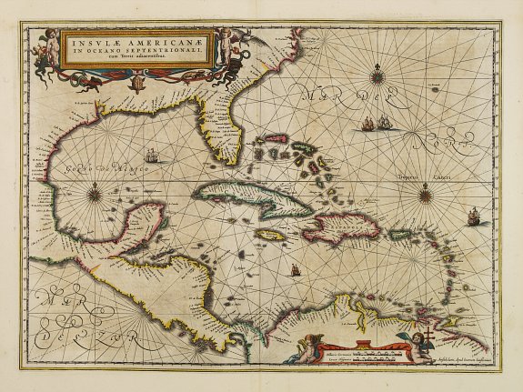 JANSSONIUS,J., Insulae Americanae in oceano septentrionali.., antique map, old maps