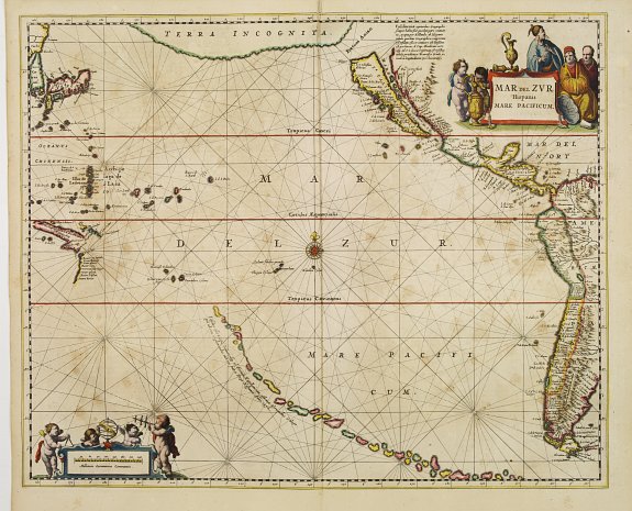 JANSSONIUS,J., Mar del Zur, Hispanis Mare Pacificum., antique map, old maps