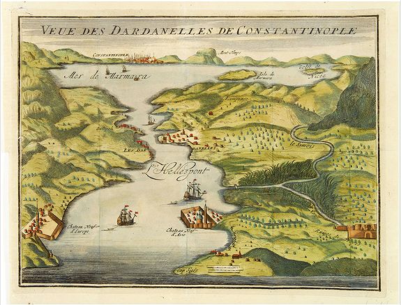 ANONYMOUS, Veue des Dardanelles de Constantinople., antique map, old maps