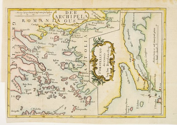 ANONYMOUS, Der Archipelaagus. / Vorstellung des Canals bey den Dardanellen., antique map, old maps