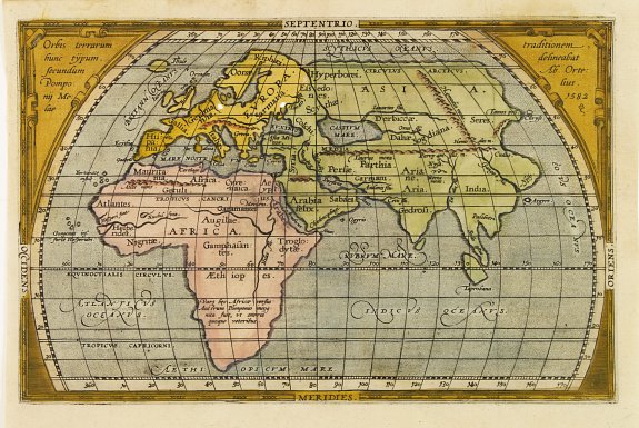 ORTELIUS,A., Orbis terrarum hunc typum secundum Pomponii Melae traditionem ? Ab.Ortelius 1582., antique map, old maps