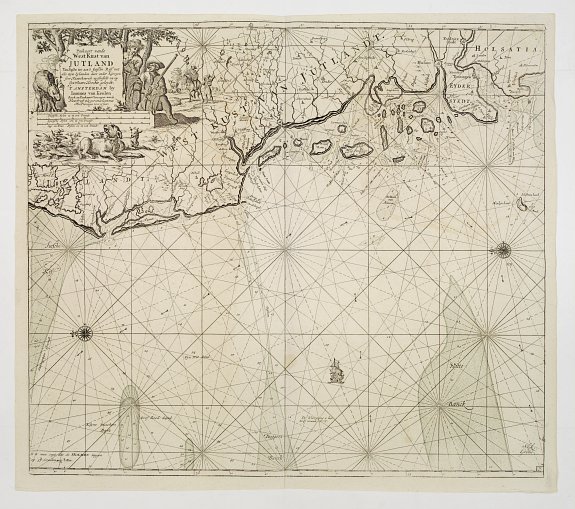 VAN KEULEN,J., Paskaart vande West Kust van Jutland Van Busem tot aen 't Jutlandsche Riff., antique map, old maps