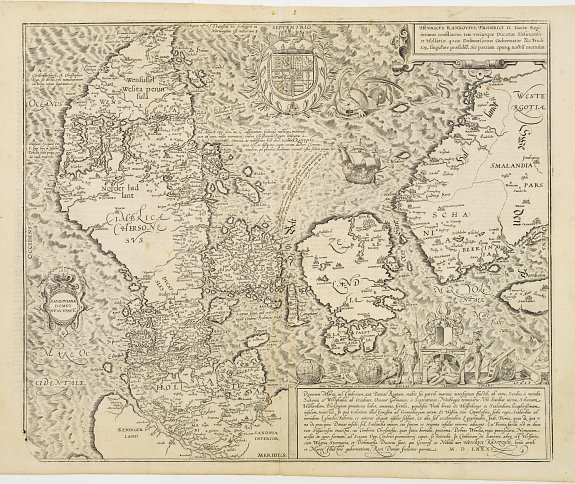 BRAUN,G./ HOGENBERG,F., Danorum Marca, uel Cimbricum. aut Daniae Regnum.., antique map, old maps