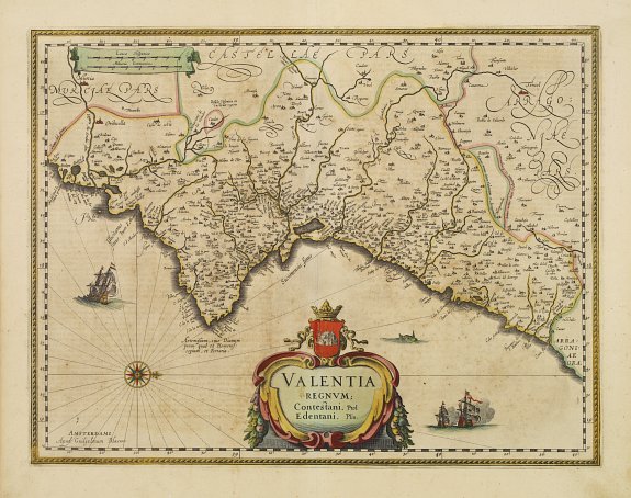 BLAEU,W., Valentia regnum Contestani, Ptol. Edentani, Plin., antique map, old maps